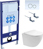 Aquatek Унитаз подвесной Европа AQ1900T-00 в комплекте с инсталляцией Standard INS-0000012 с клавишей смыва KDI-0000015 белая и крепления KKI-0000002