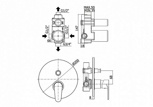 Paffoni Смеситель для душа Green GR015CR (с внутренней частью) – фотография-2