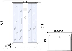 River Душевая кабина Quadro Б/К XL 120/80/41 MT – фотография-9