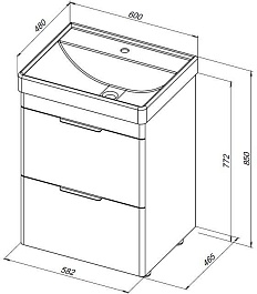 Aquanet Тумба с раковиной Ирис New 60 белая глянцевая – фотография-12