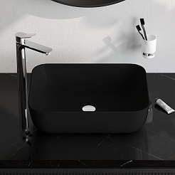 Am.Pm Мебельная накладная раковина Func 51 черная матовая – фотография-3