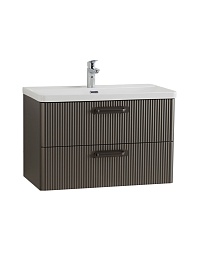 BelBagno Тумба с раковиной Due 80 подвесная Оружейная сталь ручки Матовый тёмный никель – фотография-7
