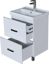 Mixline Тумба под раковину Стив 60 2 ящика белая – фотография-3