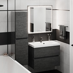 Водолей Тумба с раковиной Бест 70 подвесная серый камень – фотография-11