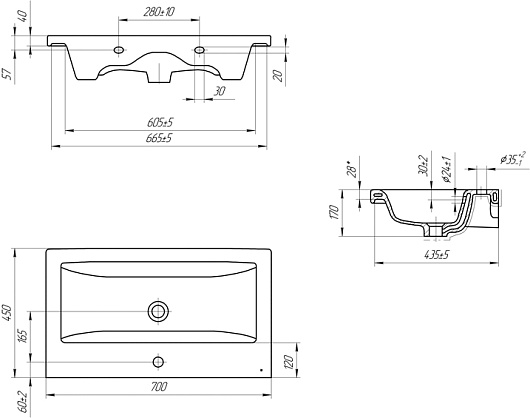 Misty Тумба c раковиной Енисей 70 2 ящика белая – фотография-8