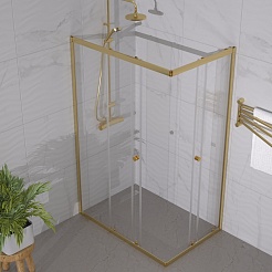 Triton Душевой уголок Вента-Голд 120x80 стекло прозрачное профиль золото – фотография-5