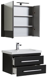 Aquanet Тумба с раковиной Сиена 70 подвесная, черная – фотография-5