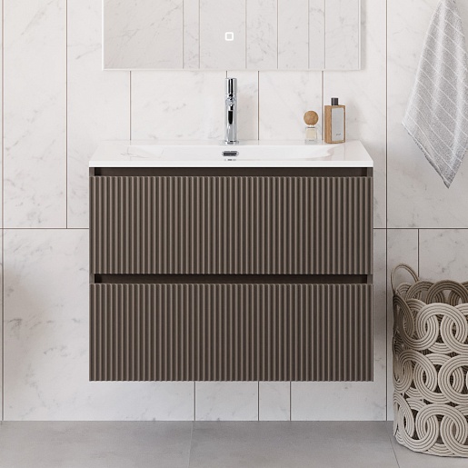 BelBagno Тумба с раковиной Uno 80 подвесная Бежевый матовый с раковиной BB-8099-80 – фотография-14