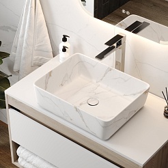 Teymi Раковина накладная Helmi 50 T50281 белый мрамор – фотография-6