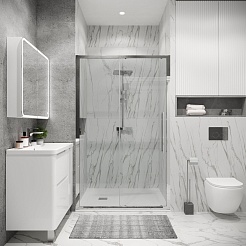 Grossman Душевая дверь в нишу Cosmo 120x195 профиль хром стекло прозрачное – фотография-4