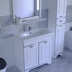 СанТа Мебель для ванной Мадрид 80 белая патина, серебро – фотография-4