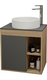 Teymi Тумба с раковиной Nura 60 дуб эврика/графит матовый T60529 раковина T50105 – фотография-1