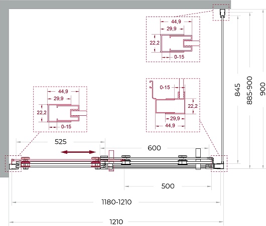 BelBagno Душевой уголок Marino MARINO-2-AH-1-120/90-C-GM 120x90 профиль оружейная сталь стекло прозрачное – фотография-10