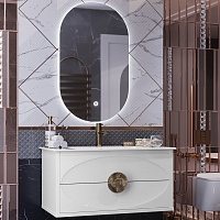 Opadiris Мебель для ванной Ибица 90 с овальным зеркалом подвесная белая/золото