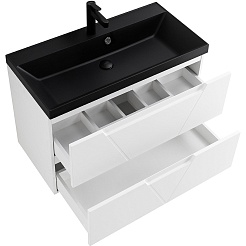 BelBagno Тумба с раковиной Vittoria 100 подвесная Bianco Opaco с раковиной BB1000/450-LV-ART-AST-NERO – фотография-4