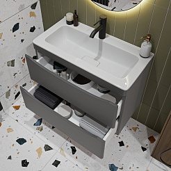 Vivon Тумба под раковину Ostin 70 подвесная серая матовая – фотография-4