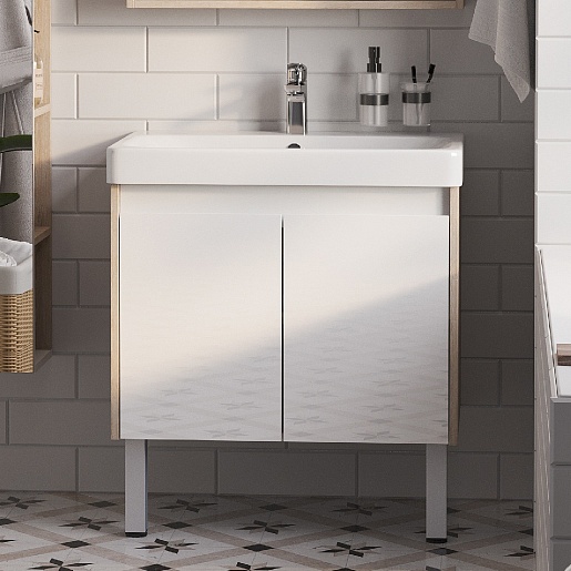 Акватон Тумба с раковиной Сканди Doors 70 белая/дуб верона – картинка-7