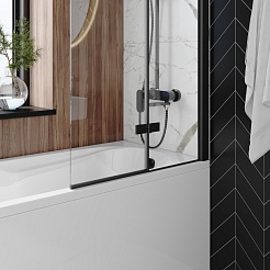 Teymi Шторка на ванну Anni 80x140 профиль черный матовый стекло прозрачное – фотография-8