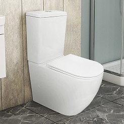 Azario Унитаз-компакт Grado AZ-2141 UQ1 безободковый с бачком с сиденьем микролифт белый – фотография-2