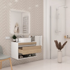 Teymi Тумба с раковиной Ritta 75 Lori 50 подвесная белый/дуб – фотография-13