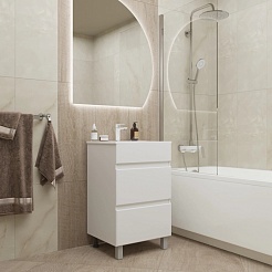 Mixline Тумба с раковиной Брикс 50 2 ящика белая – фотография-7