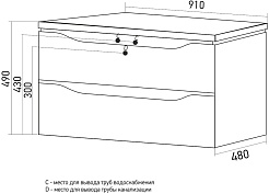 Mixline Тумба под раковину Виктория 90 подвесная графит софт – фотография-3