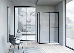 Vincea Душевой уголок Slim Soft 150x80 VSR-1SS8015CLB профиль черный стекло прозрачное – фотография-3