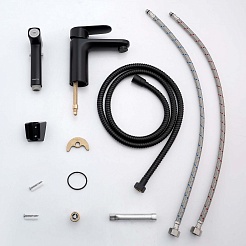 Aquatek Смеситель для раковины Ника AQ1812MB с гигиеническим душем, чёрный матовый – фотография-3