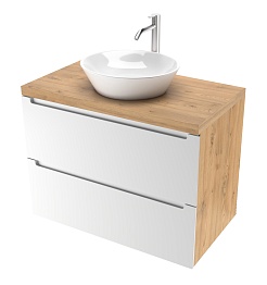 Зов Тумба под раковину Дион 60 подвесная под столешницу матовая белая/дуб – фотография-1