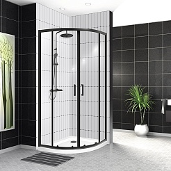 BelBagno Душевой уголок Uno 100/100 UNO-195-R-2-100-C-NERO стекло прозрачное – фотография-3