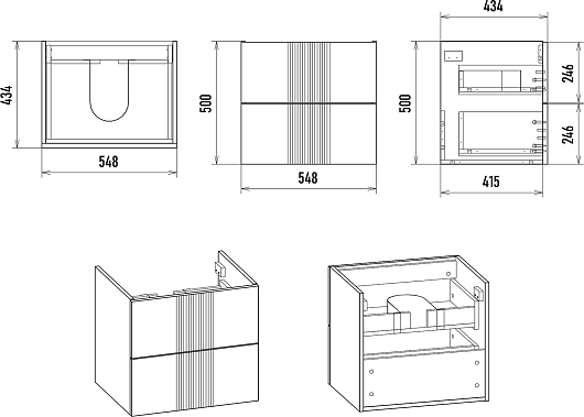 Brevita Мебель для ванной Vega 60 подвесная белая/золото – картинка-15