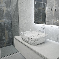 Teymi Раковина накладная Solli 50 Artceramic T50393 белый мрамор – фотография-8