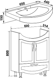 Runo Тумба под раковину Неаполь 65 белая – фотография-5