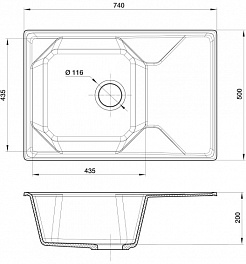 Granfest Мойка кухонная GF-U-740L иней – фотография-3