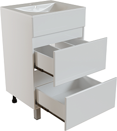 Mixline Тумба с раковиной Брикс 50 2 ящика белая – фотография-2