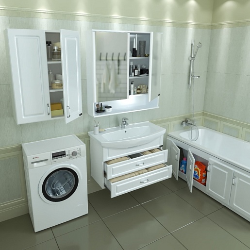 СанТа Зеркальный шкаф Вегас 90 белый – фотография-6