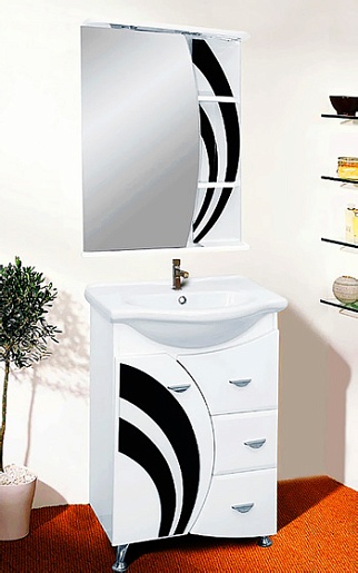 Misty Тумба с раковиной Каролина 60 3 ящика L черное стекло – фотография-4