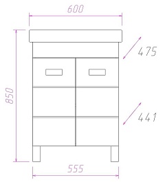 Onika Тумба под раковину Балтика-Квадро Black 60 напольная белая – фотография-8