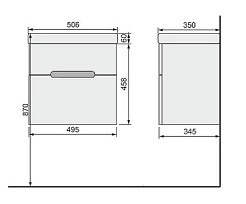 Jorno Тумба с раковиной Moduo Slim 50 белая Mod.01.50/P/W подвесная – фотография-3