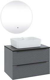Runo Мебель для ванной Орлеан 70 Lavello подвесная серая/черная – фотография-1