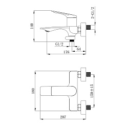 Tokito Смеситель для ванны MITSUISHI вороненая сталь TOK-MIT-1014GM – фотография-4