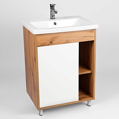 Viant Тумба под раковину Бостон 70 белая/дуб вотан – фотография-3