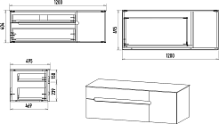 Brevita Тумба под раковину Pallisandro 120 L подвесная серая матовая – фотография-7