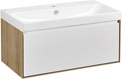 Акватон Мебель для ванной Либерти 90 белая/дуб эльвезия – фотография-4