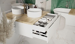 Jorno Тумба с раковиной Solis new 100 белая подвесная со столешницей из массива бука – фотография-5