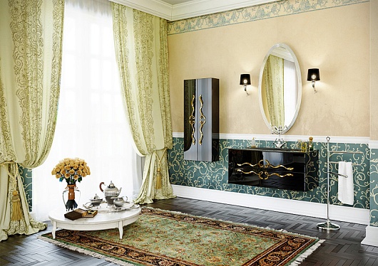 Clarberg Мебель для ванной "Due Amanti 100" черный, ручки золото – фотография-2