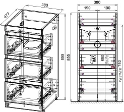 Style Line Тумба с раковиной под стиральную машину Даллас 100 R 3 ящика Люкс Plus серая – фотография-11