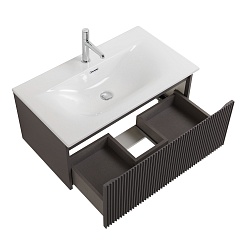 BelBagno Тумба под раковину Uno 80 с 1 ящиком подвесная Темно-Серый матовый – фотография-7