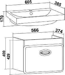 Runo Тумба с раковиной Капри 60 подвесная белая – фотография-9