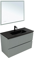 Aquanet Мебель для ванной с черной раковиной Джейн (Flat) 100 подвесная мисти грин матовый